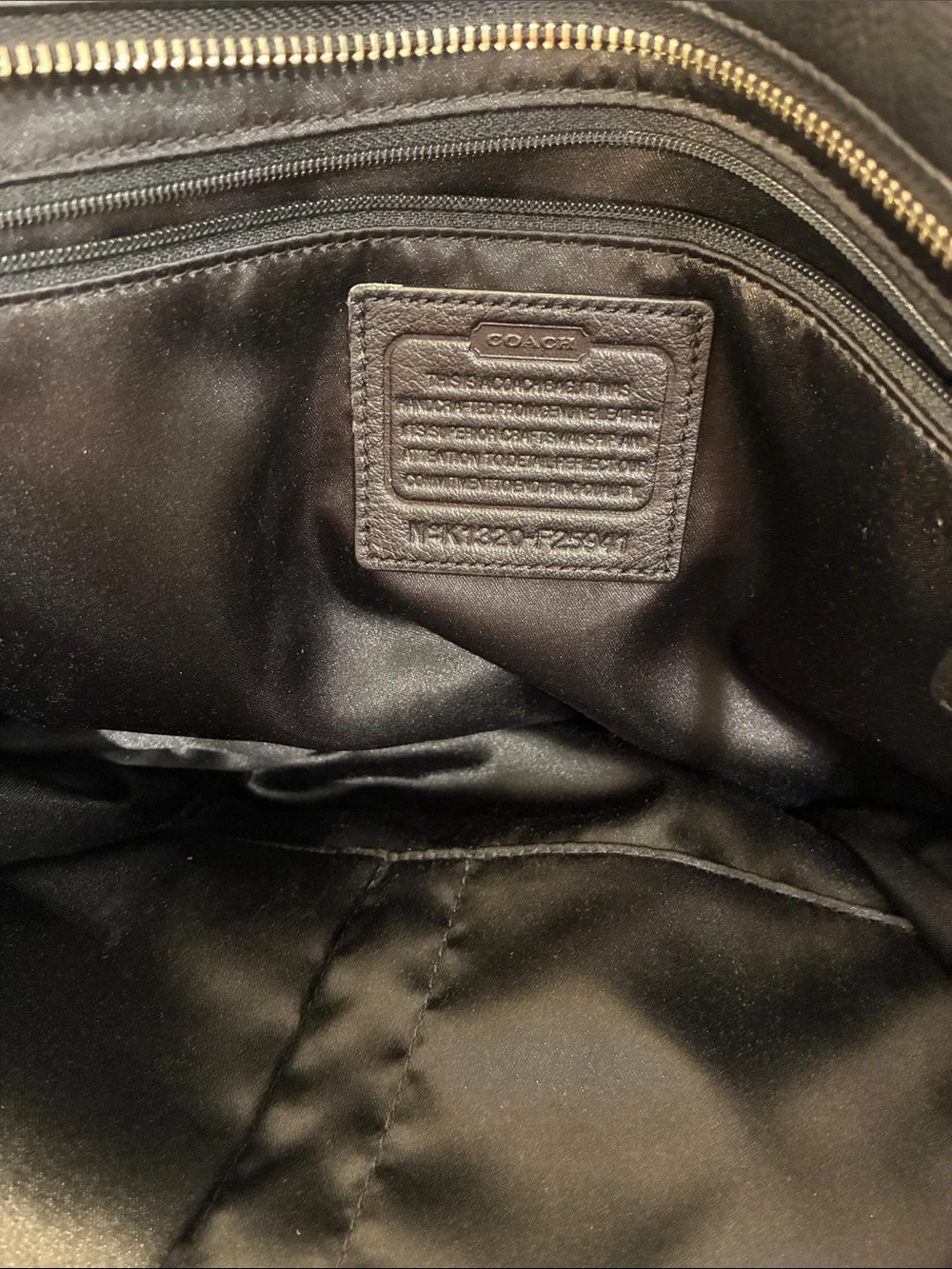 Coach Black Leather Tote with Gold-Tone Hardware